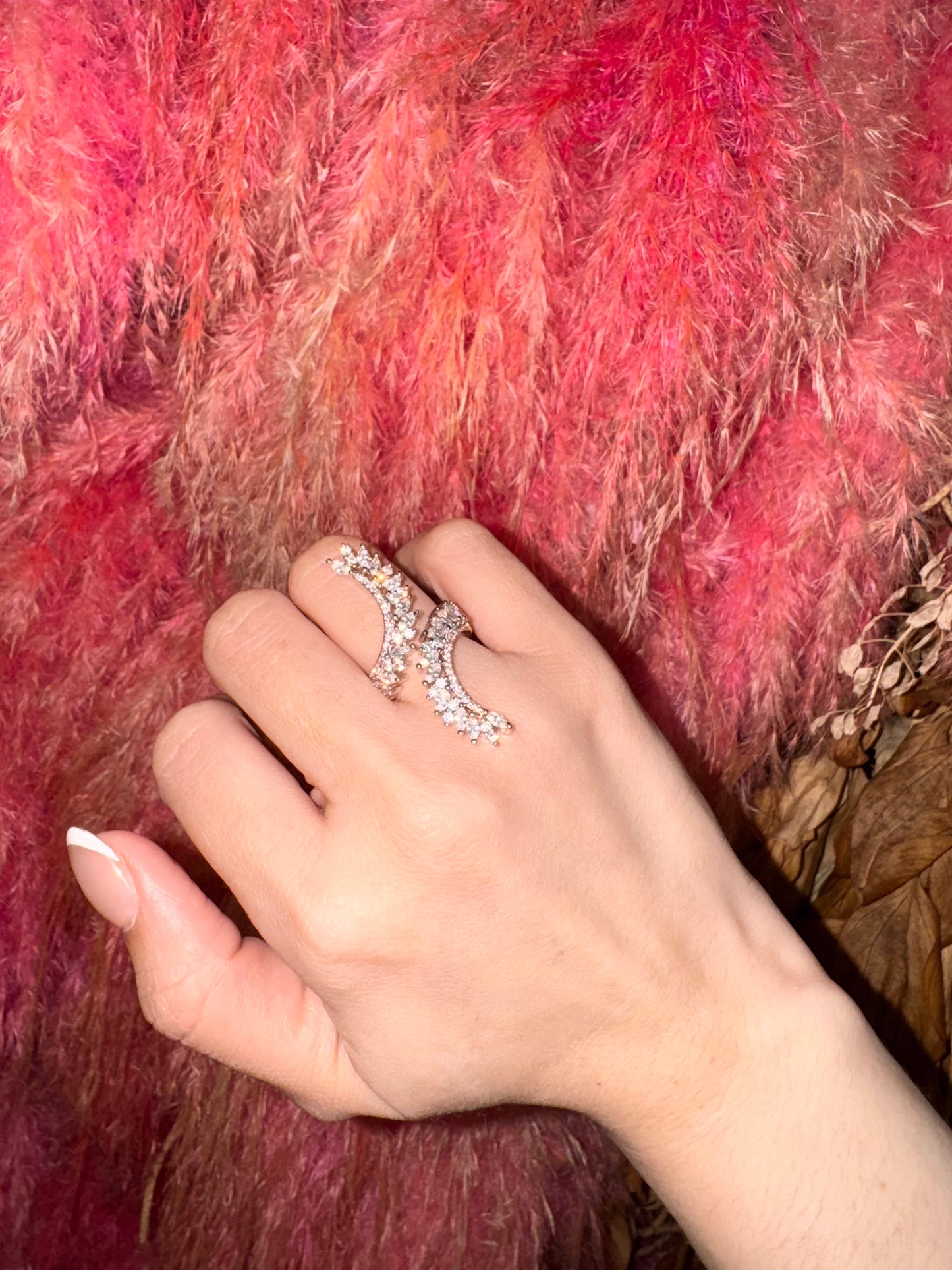 ANILLO HOJA DOBLE DIAMANTE