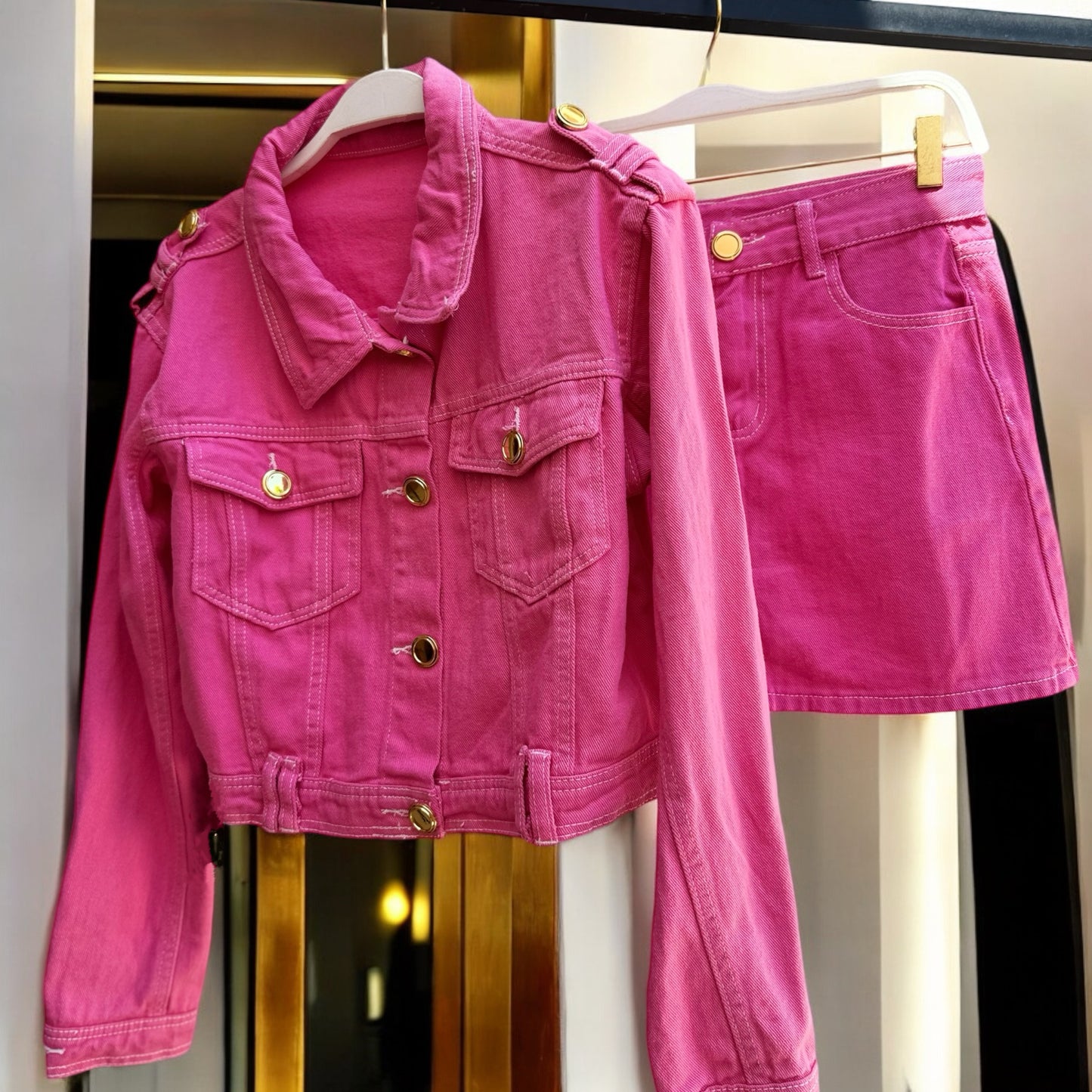 SET DENIM JACKET  PINK NORA