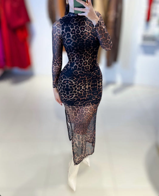 VESTIDO IVY MESH ANIMAL PRINT