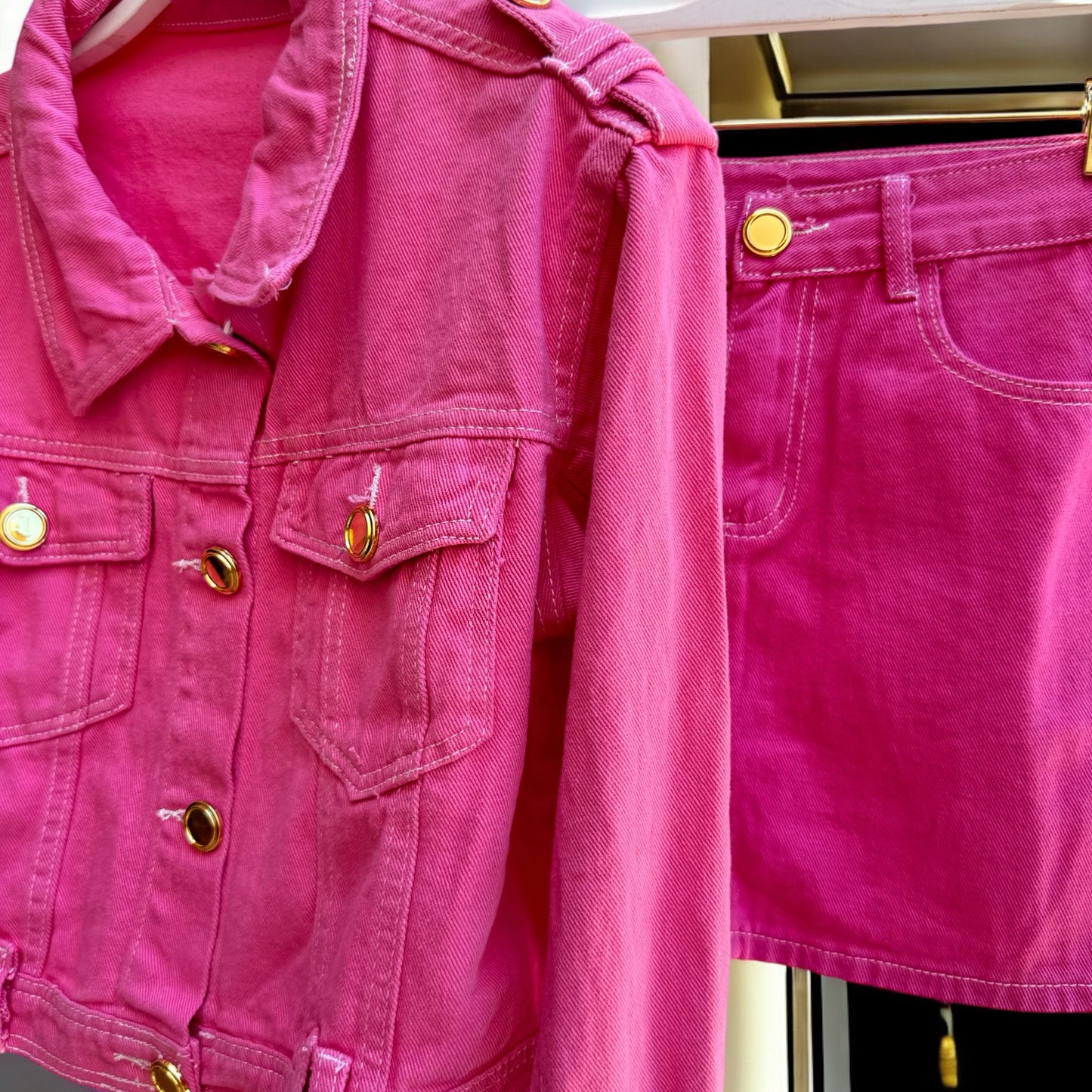 SET DENIM JACKET  PINK NORA